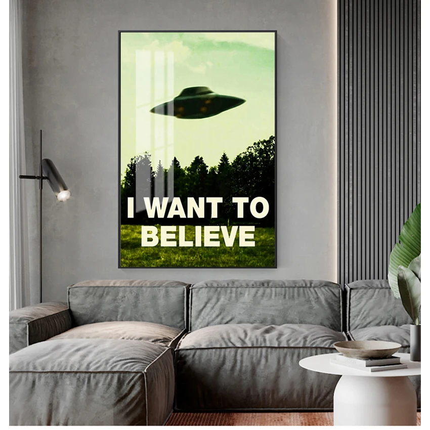 Images pour la décoration du salon, sans cadre, I Want To Believe X File TV Play, impressions sur toile, peintures, affiches, art mural