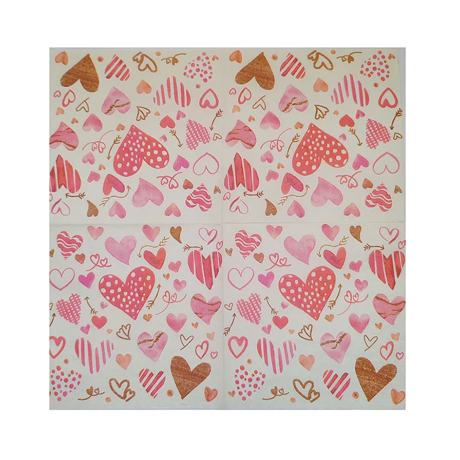Wood Pulp Printed Napkins Hotel Restaurant Wedding Wedding Pink Love Square Mouth Cloth Valentine\'s Day Coloured Paper Towels