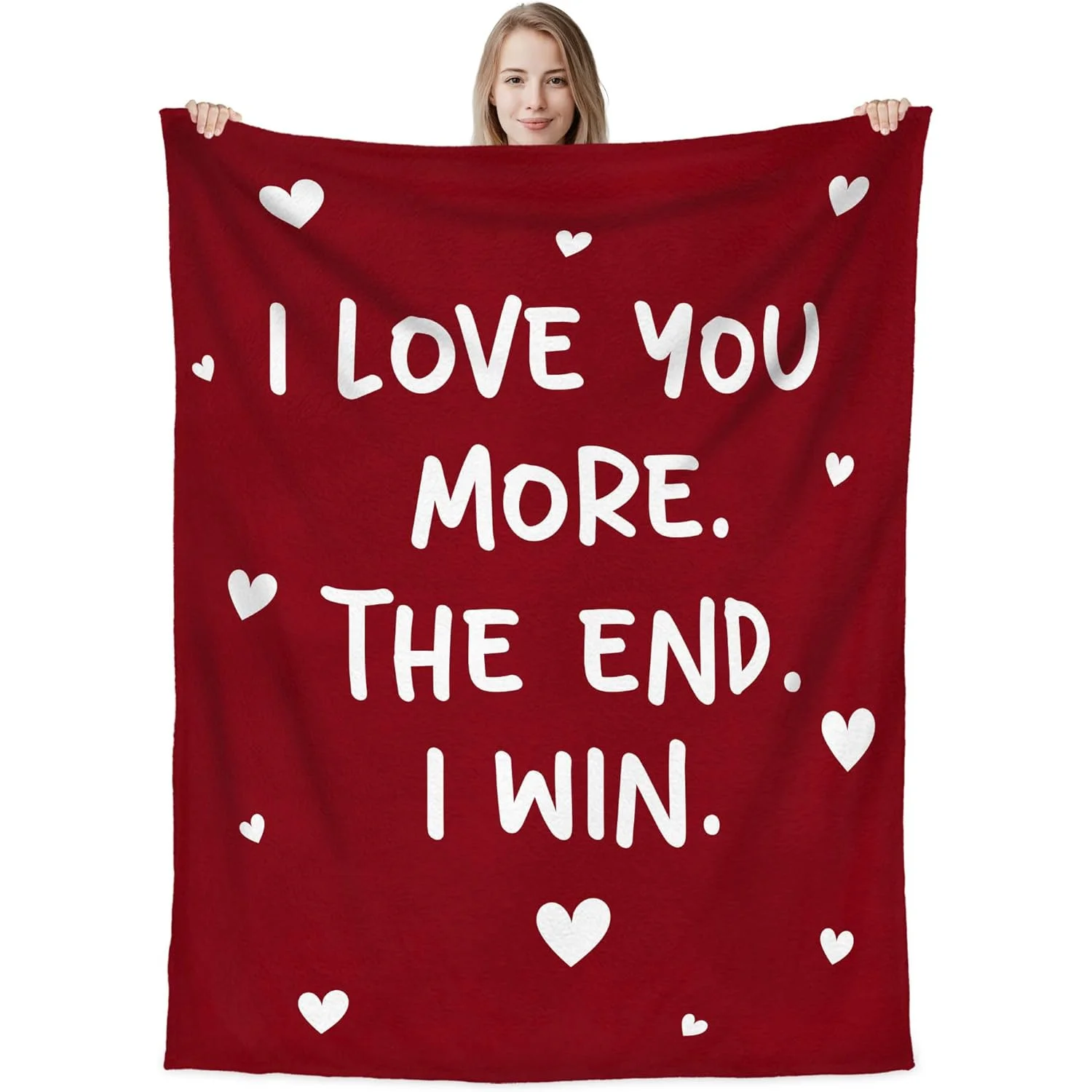 Valentines Day Gifts for Him Her- I Love You More Super Soft Flannel Throw Blanket 60x80 In- Anniversary Wedding Gifts for Men W