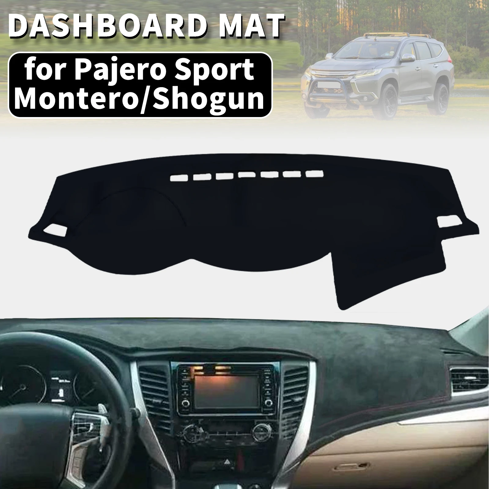 

for Mitsubishi Pajero Sport Montero Shogun 2022-2016 Dashmat Dashboard Cover Dash Mat Anti-UV Sun Shade Carpet Pad Car Protector