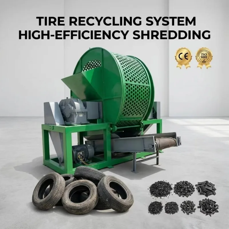 Industrial Tire Shredder Wear Resistant Tyre Shredder Machine Durable For Large Waste Rubber Tire Crushing Processing Plant