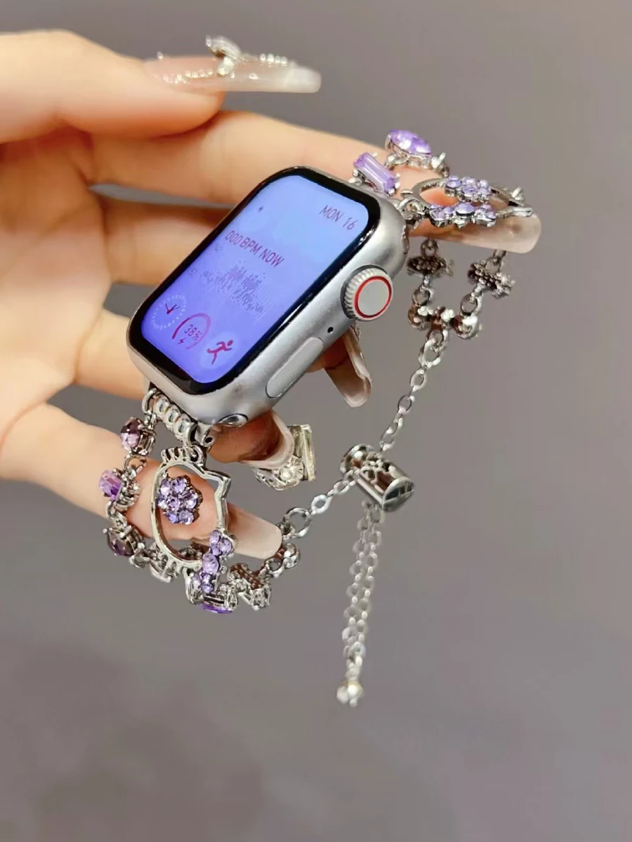 

Bling Metal Cartoon Band For Apple Watch Series 987654321 38/40/41Mm Strap Girl's Birthday Gift For Iwatch 42/44/45mm Wristband
