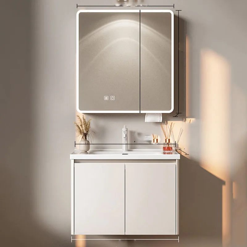 White Luxury Bathroom Cabinet Storage Organizer Mirror Toilet Partitions Space Saver Cupboard Modern Gabinete Trendy Furniture