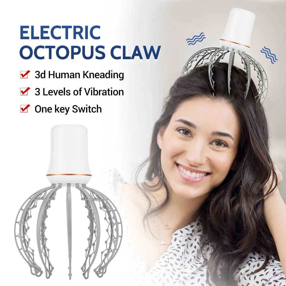 Head Scalp Massager Anti Stress Octopus Claw Electric Massageador Hair Massage Infrared Magnet Therapy Scratcher  Stress Relief