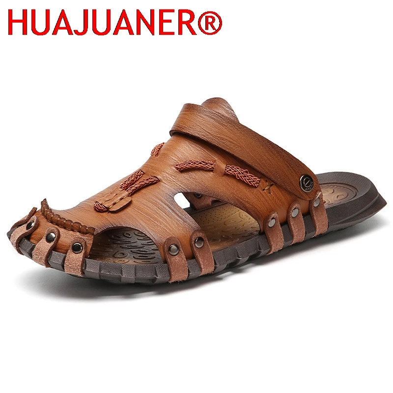 

Summer New Baotou Cross Border Large Men's Handmade Casual Sandals Non Slip Outdoor Beach Vacation Dual Purpose Sandals