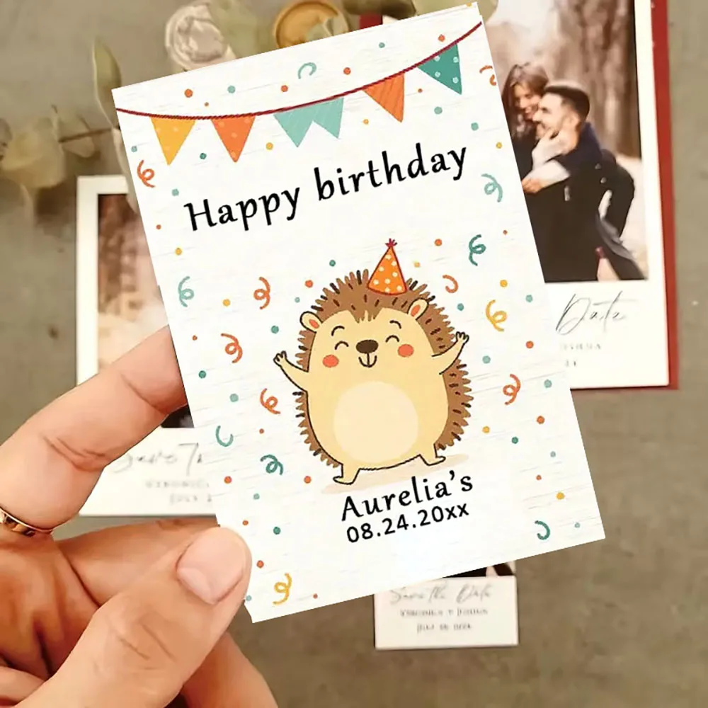 การ์ดชื่อและวันเกิดแบบกำหนดเอง 2/4/8 ชิ้น (สำหรับวันเกิด พิธีบัพติศมา การ์ดเชิญงานเลี้ยง)