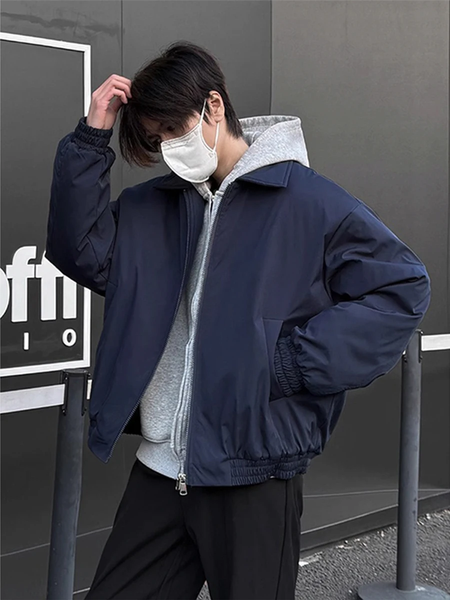 

Cleanfit Men's Thiened Warm Cotton Jaet k Blue Flight Ball Game Sle American Winter Outerwear Casual Loose Fit