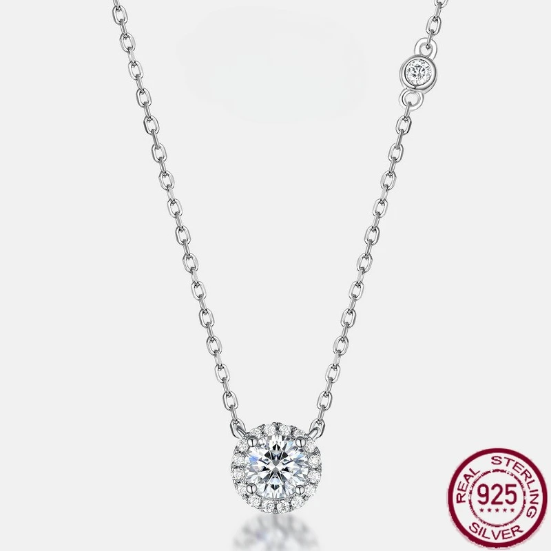 

New S925 sterling silver moissanite necklace, fashionable and versatile, European and American style wedding jewelry