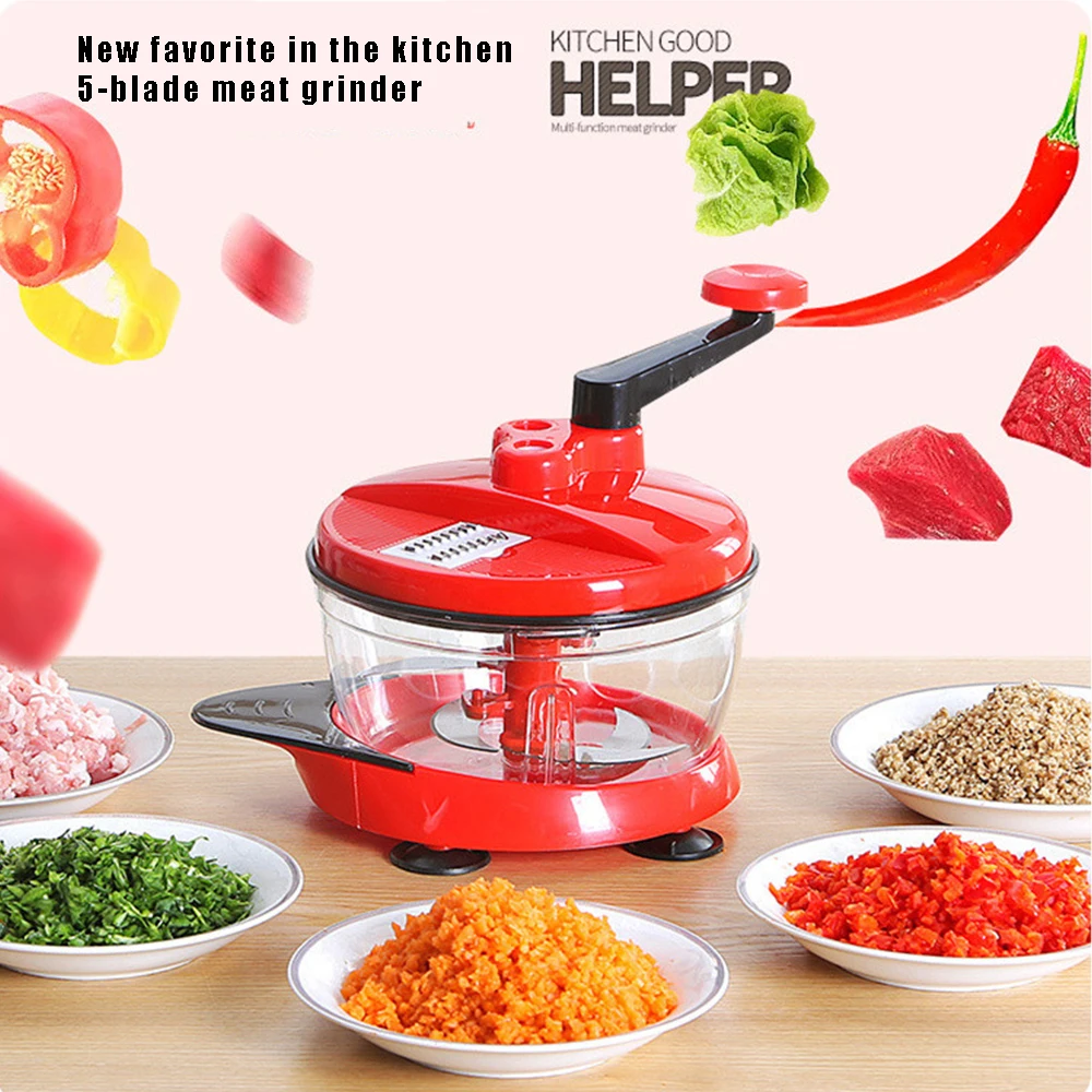 

Manual Meat Grinder Dumpling Stuff Hand-Cranked Mixer Vegetable Fruit Chop Up Mincing Machine Chili Garlic Slicer Kitchen Tools