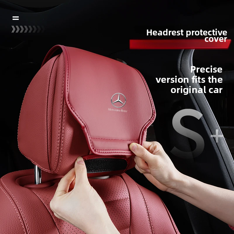 Skórzany pokrowiec ochronny na zagłówek fotela samochodowego do Mercedes Benz B R G Class GLK GLA C200 E200 C200L S400 GLC GLB EQC GLA GLS SLC