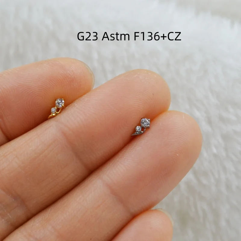 

Lot10pcs G23 Titanium Piercing ASTM F136 NEW CZLip Labret Bar Ear Helix Tragus Rook Barbells Stud Piercing Jewelry Shine New