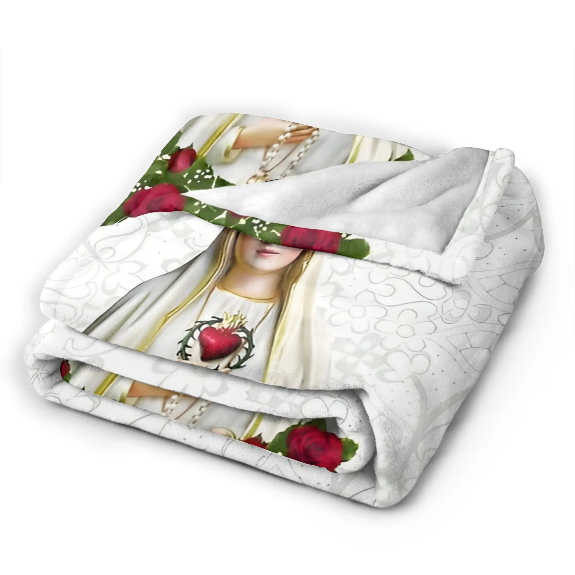 مريم العذراء بطانيات محبوكة الكاثوليكية سانت الفانيلا رمي بطانية أريكة تتحول لسرير المحمولة فائقة النعومة الدافئة المفرش #3