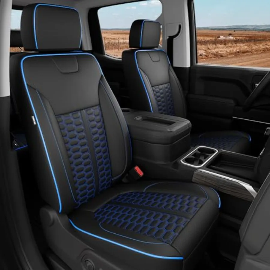 

Индивидуальные кожаные чехлы для сидений Chevrolet Silverado/Sierra 1500 2019-2026, 2500HD 3500HD 2020-2026, комплект для кабины Crew Cab с чехлом для дополнительного сиденья T