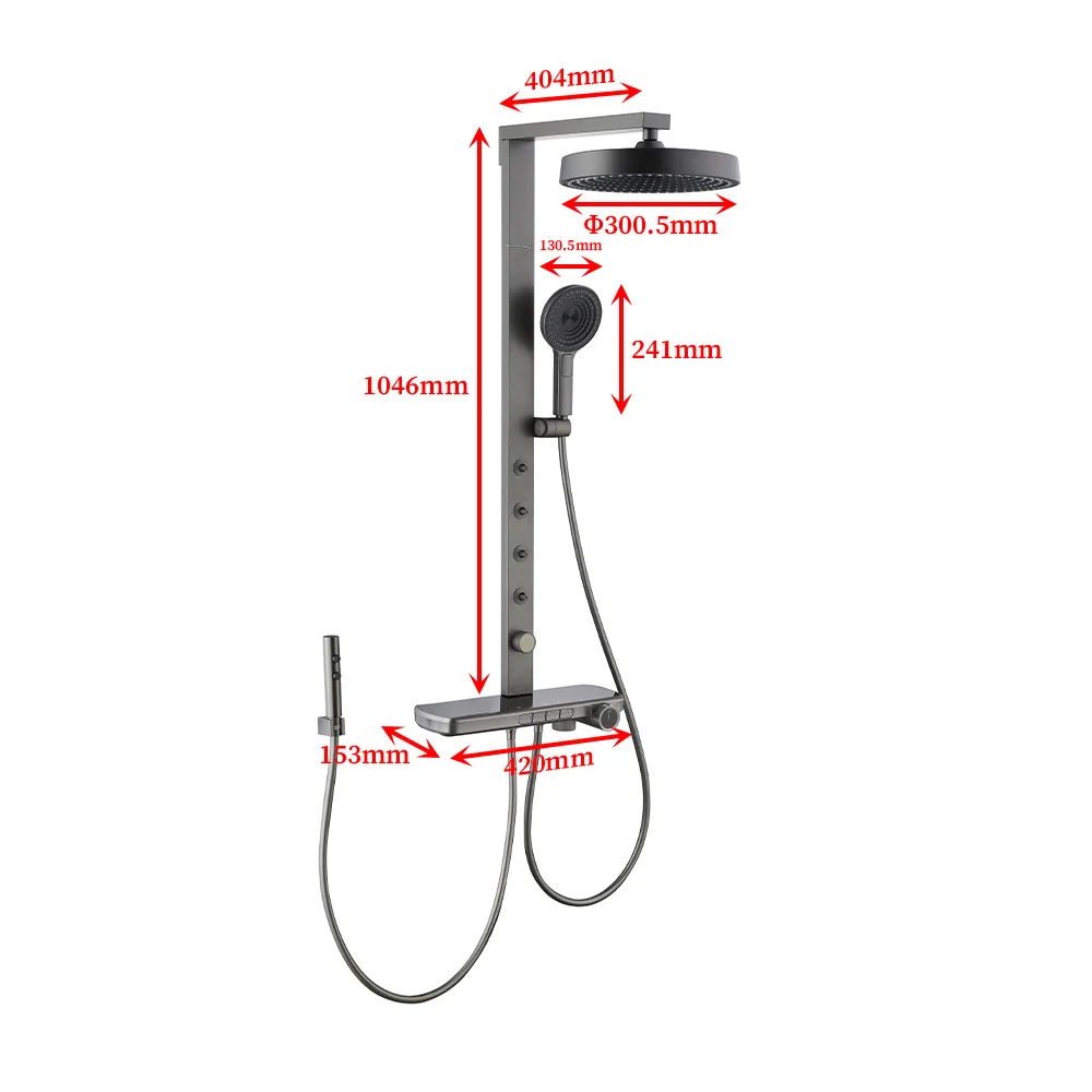 نظام دش سبا الحديث عودة رذاذ طائرة دش مجموعة الذكية الرقمية ثرموستاتي صنبور حوض خلاط صنبور الحمام حوض الاستحمام عمود الدش #6
