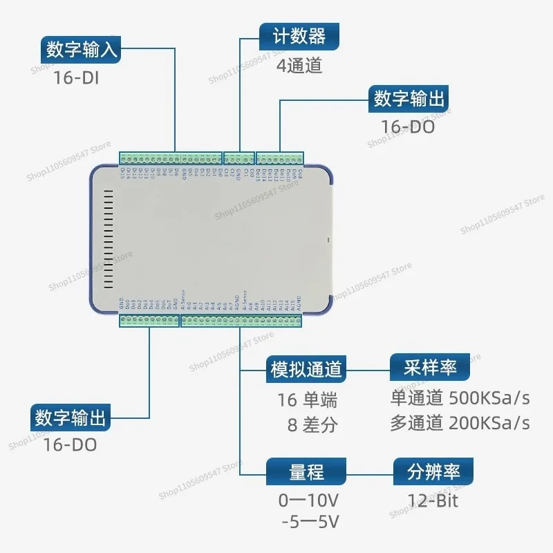 For USB1252A Data Collection Card 12 Bit 16 Channel 8 Differential Input 500k Sampling Module