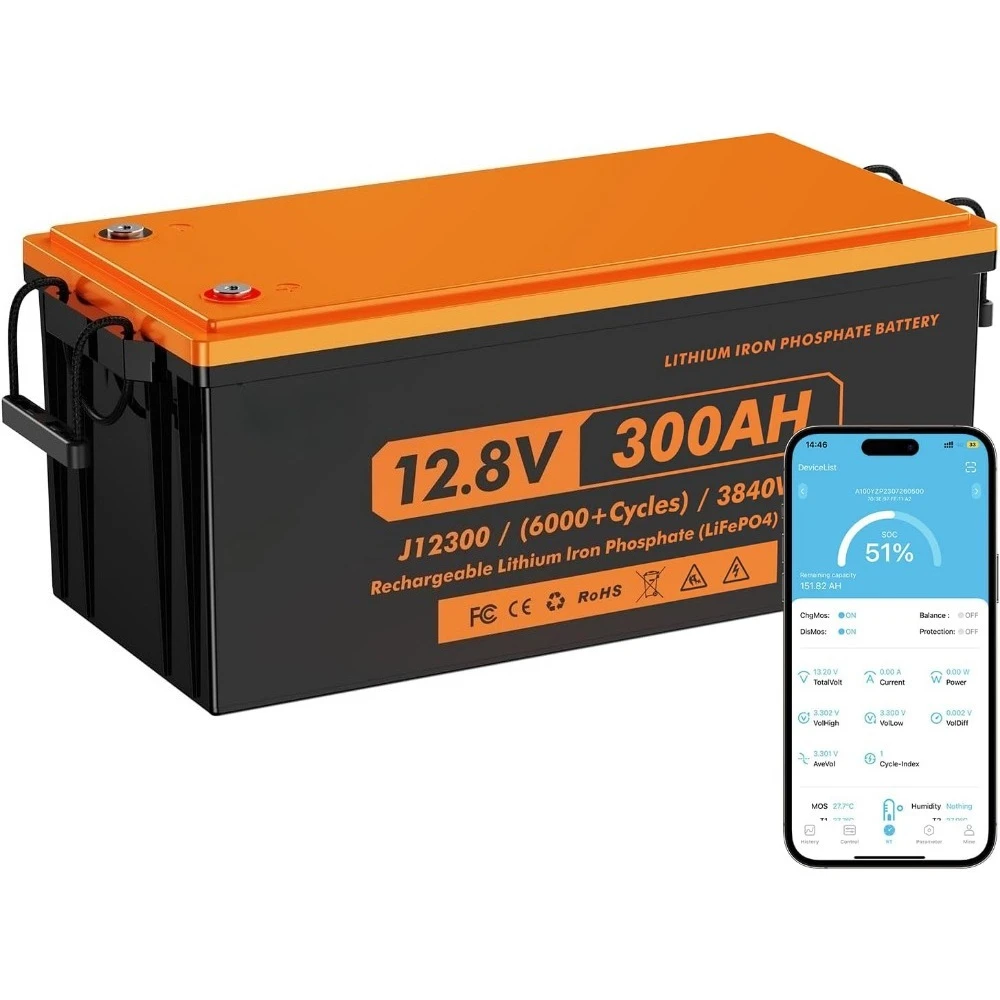 

12.8V 300Ah LiFePO4 Battery Lithium Battery Built-in 300A BMS, 8000~15000 Cycle Life, fit for Backup Power, Home Energy Storage