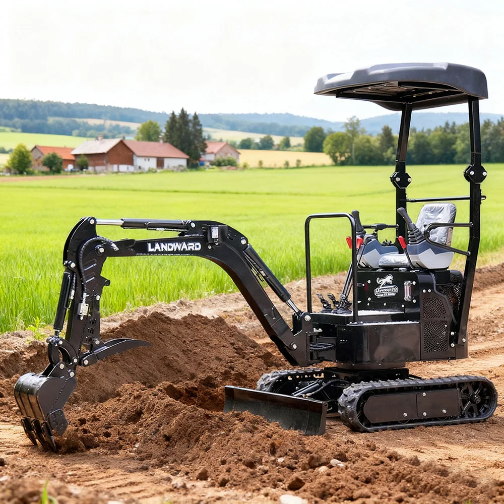 

Hot Sale 1.2 Ton Mini Excavator Landward High Quality Crawler Digger Earth-Moving Machinery 1200kg Micro Excavator Custom Sale