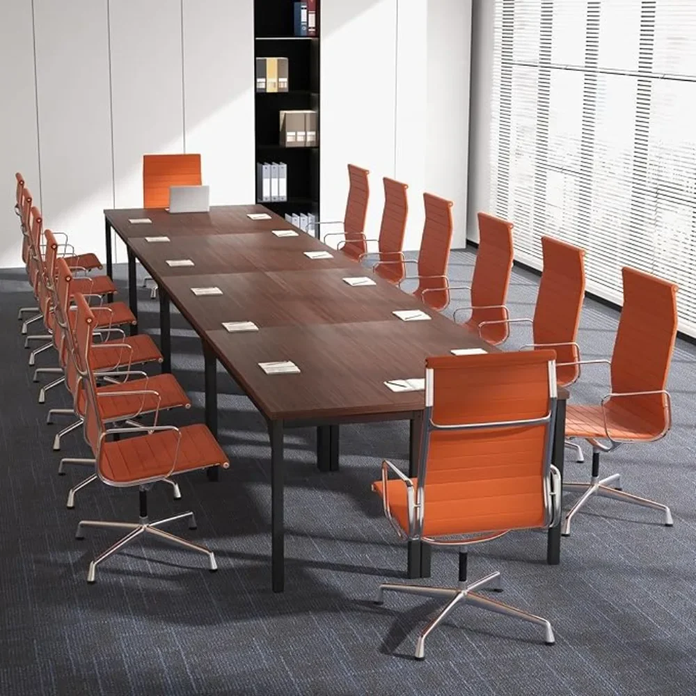 

Conference Table Set of 8, Large Meeting Room Table with Honeycomb Tabletop, Stable Metal Frame, Multifunctional Computer Desk