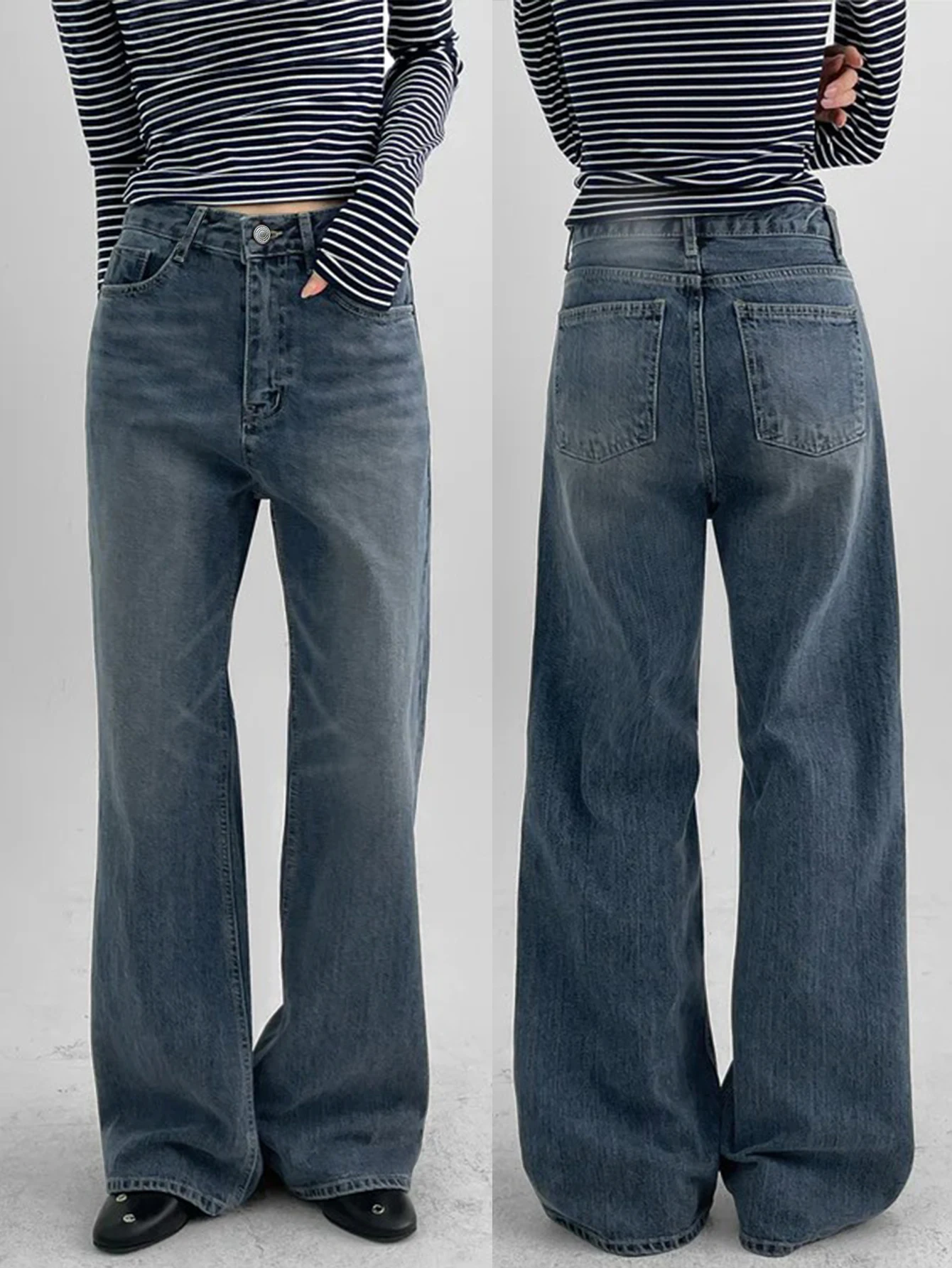 

Fall 2025 Y2k Aesthetic Low Rise Old Jeans for Women - Vintage wash no Stretch loose jeans for dating/going out/shopping