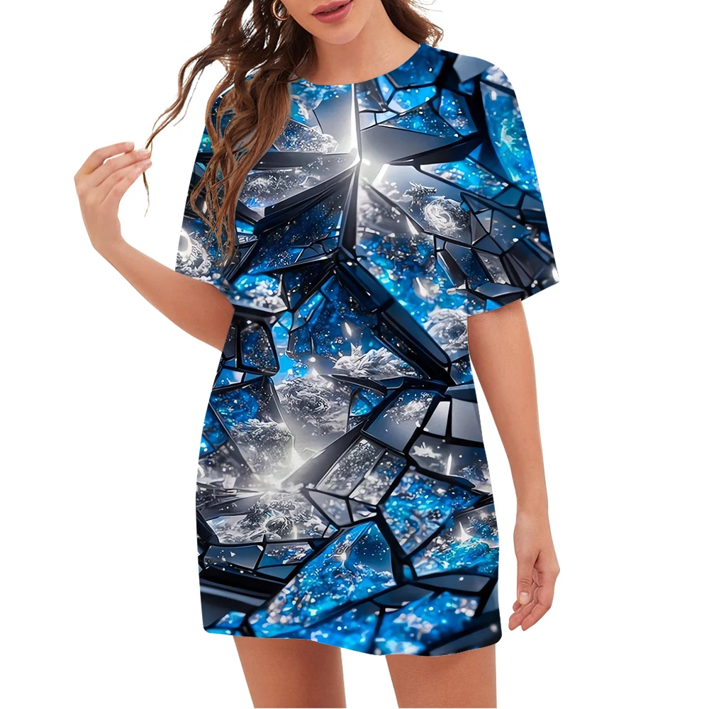 CLOOCL Fashion Women T-shirts Blue Crystal Sunlight 3D Print Short Sleeve T Shirts Casual Tees Tops Women Clothing Dropshipping