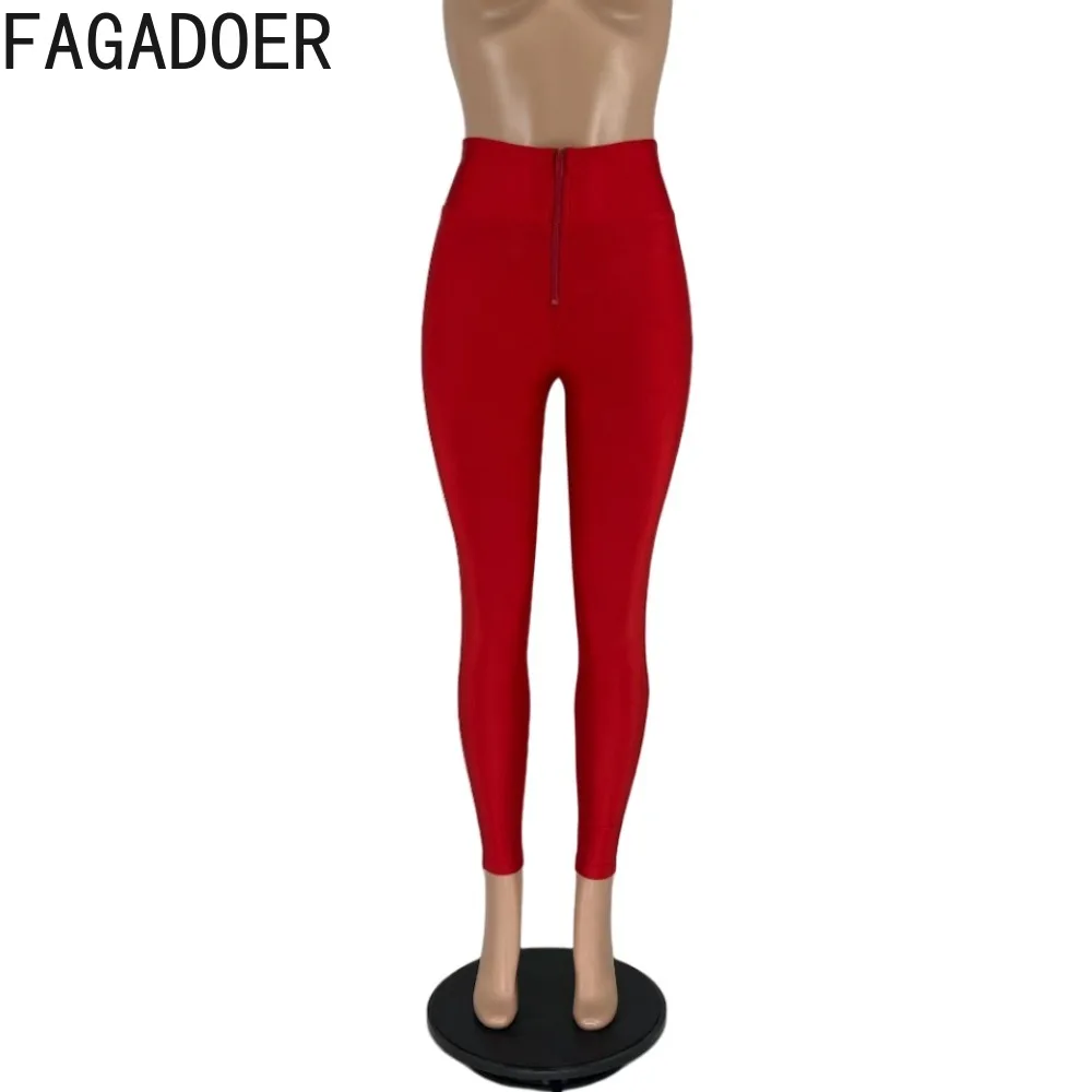 FAGADOER Spring Casual Solid Color Sporty Skinny Pants Women High Waisted Elasticity Legging Pants Female Matching Trousers 2024