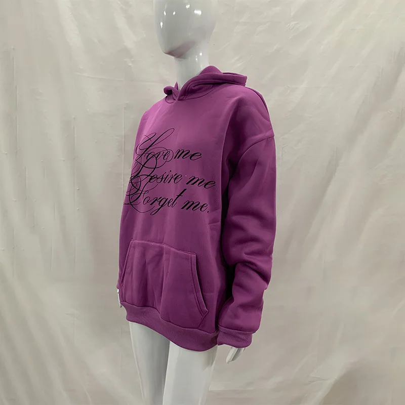 2026 Herbst Winter Damen Gothic-Print Oversized Hoodie Doppelseitiger Buchstaben-Druck Dunkler Streetwear Kapuzenpullover – Detail 11