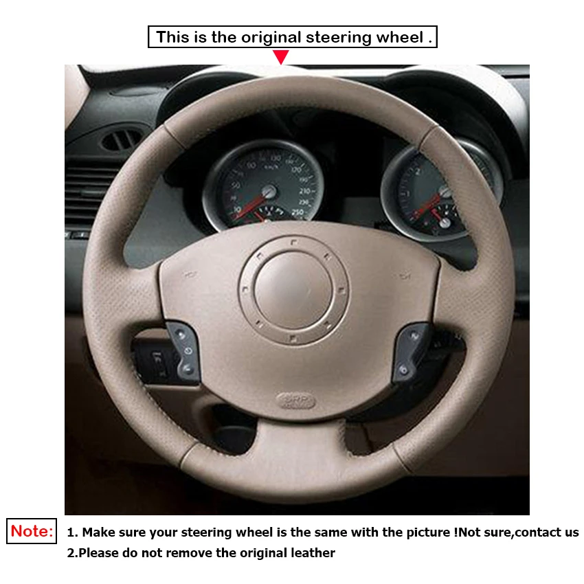 Black Faux Leather Car Steering Wheel Cover for Renault Megane 2 2002-2009 Scenic 2 2003-2010 Kangoo 2 2008-2013