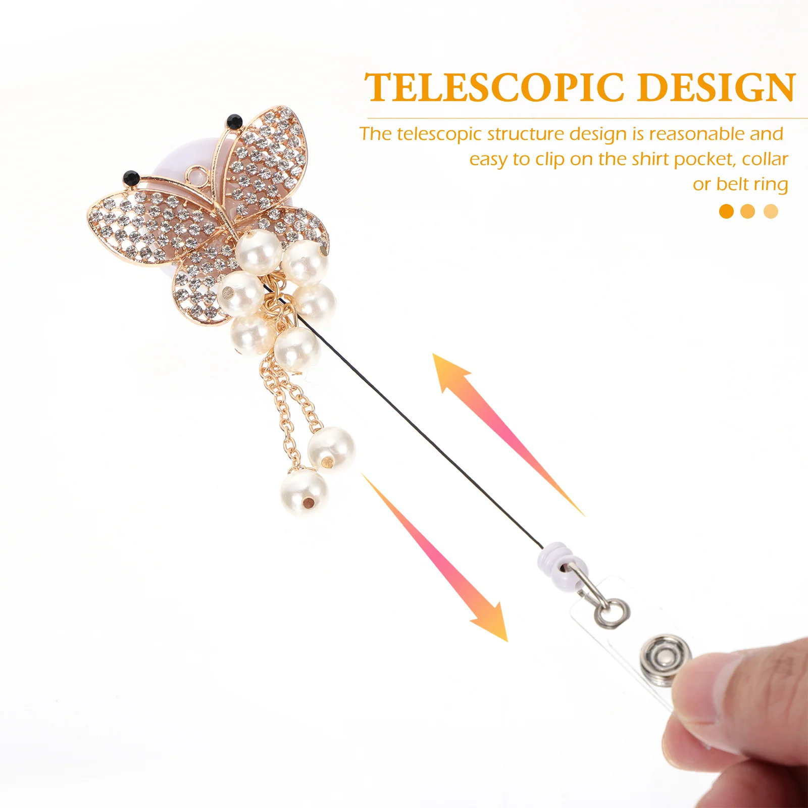 

1Pcs Butterfly Badge Clip Stylish Retractable Id Holder Easy Clip for Nurse Office Badge Accessories Id Cards Holder