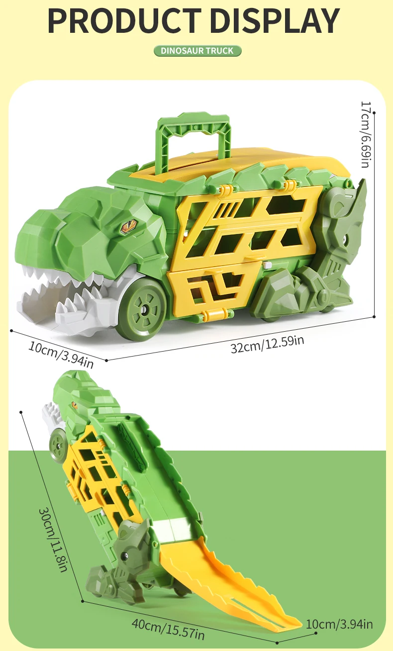 Dinosaurier-Morphing-Rennstrecken-Auswurfauto-Spielzeug, Legierungsauto-Modell, Jungen-Morphing-Gleit-Auswurf-Transport-Puzzle, Geburtstagsgeschenk – Detail 9