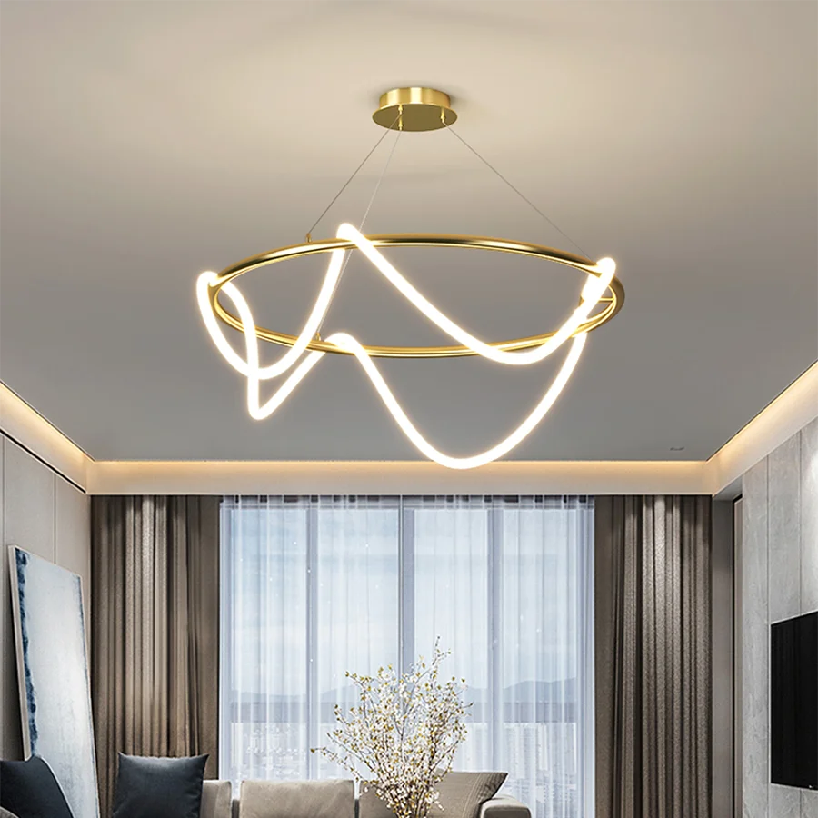 Living Room LED Chandelier Modern Style Chandelier Room Dining Room Kitchen Line Light Home Ceiling Light Strip Design Lamp