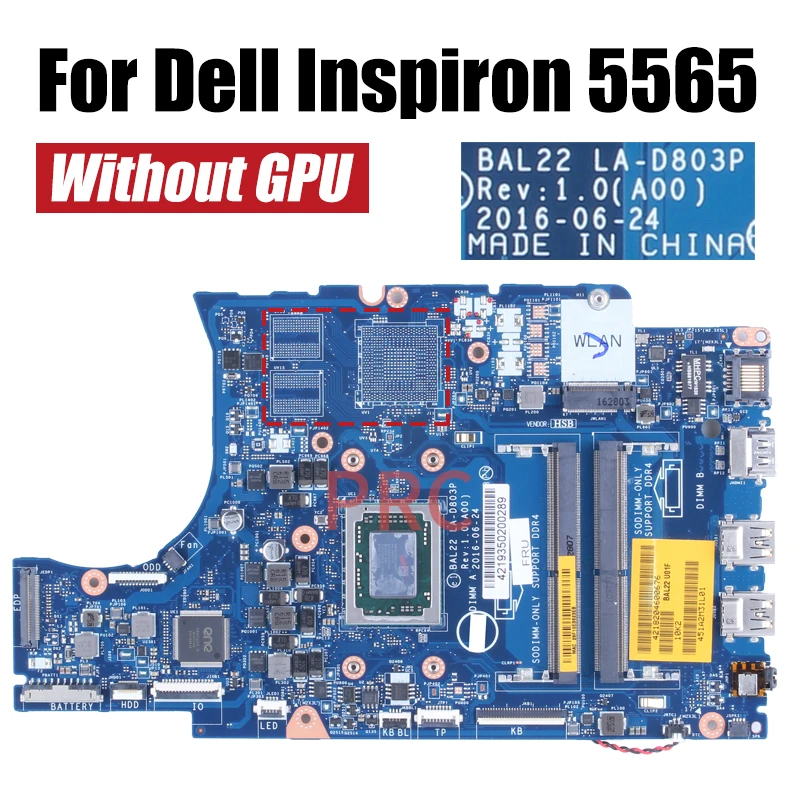 Imagem -03 - Placa-mãe Portátil para Dell Latitude 5565 5765 4g La-d803p 0n7gmf 0g89k3 0kpk2c 0r1wjh 0m3rn1 0091h1 A10 A12 Notebook Mainboard