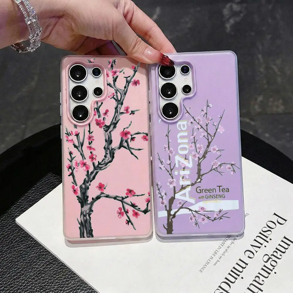 Funda de Teléfono con Estética Vaporwave Arizona Iced Tea, 2 en 1, Desmontable, Transparente, para Samsung S26-S22, Multicolor, con Ranura para Tarjetas, Suave