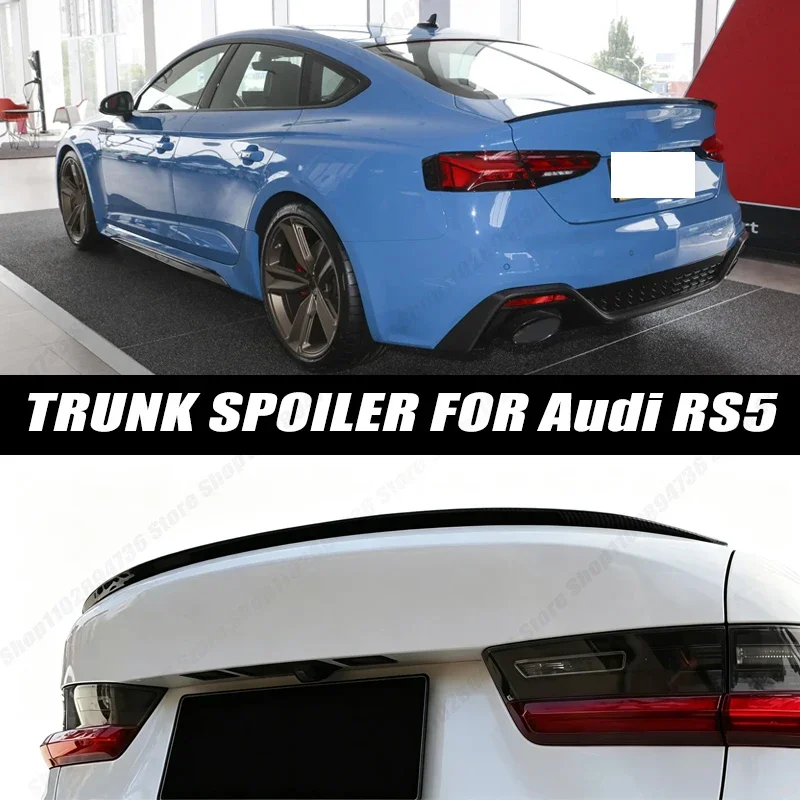 120CM Glossy Black Soft Rubber Universal Rear Trunk Spoiler 5D Carbon Look Tail Wing Fit For Audi RS5 Sedan Car Accessories