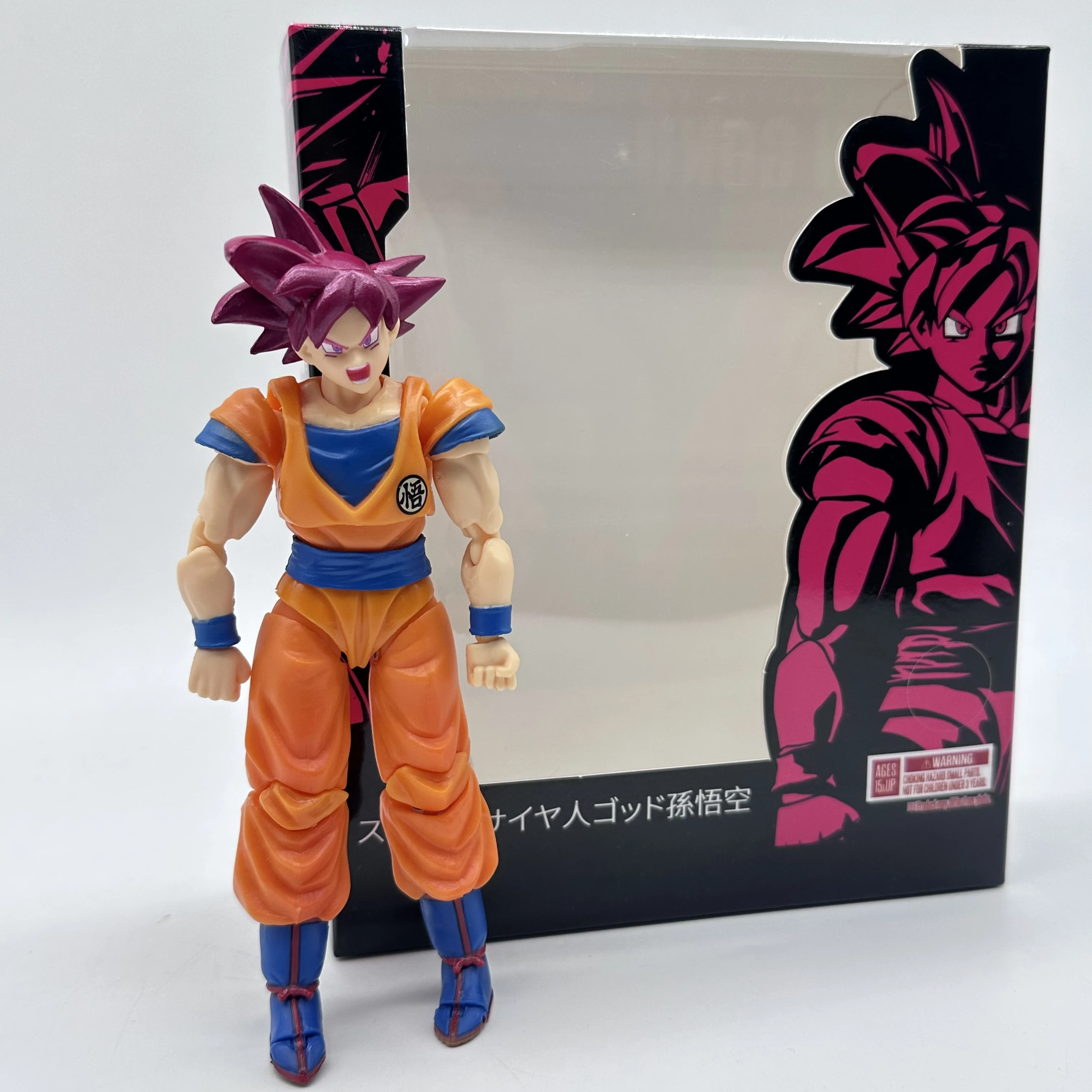 Figura de Goku Super Saiyan God de Bandai SHF, Modelo con Articulaciones Móviles, Regalo para Niños