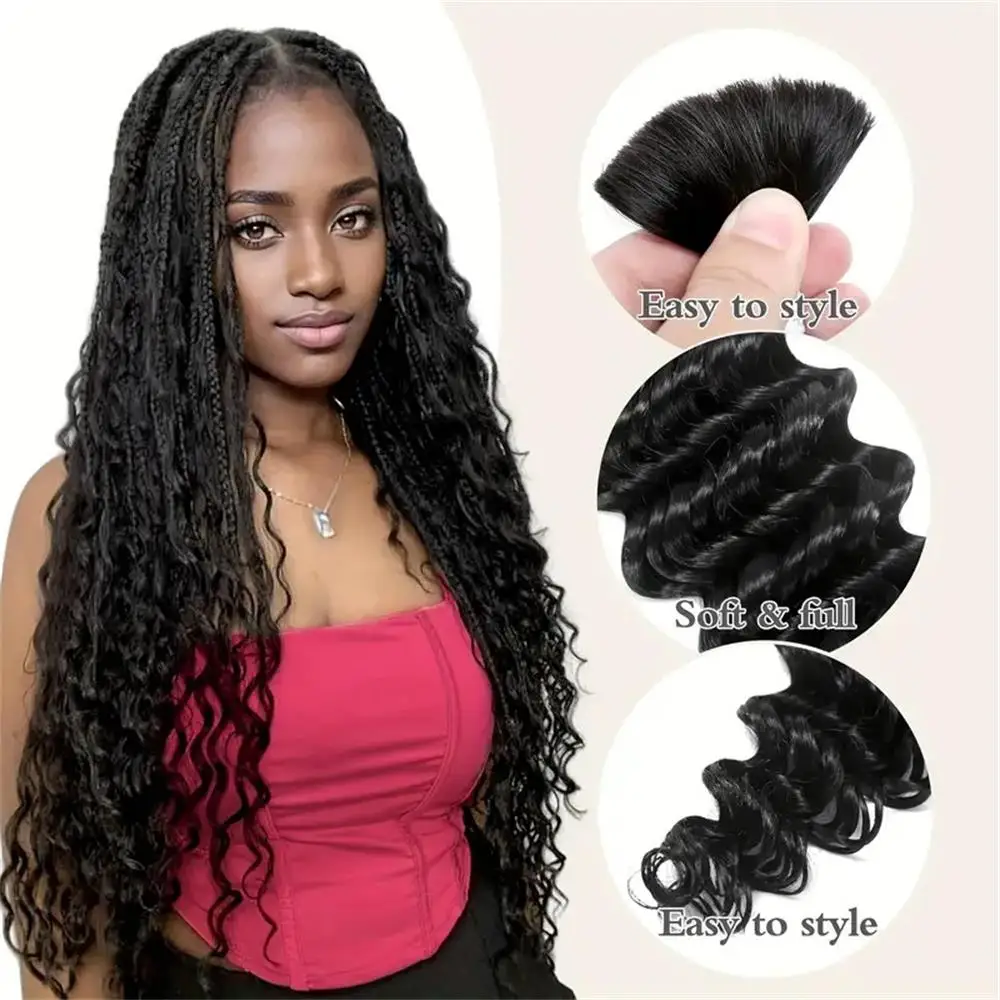 Cheveux humains bouclés pour tressage, support de cheveux, vague profonde ondulée, en vrac, sans trame, vierge brésilienne, 10A