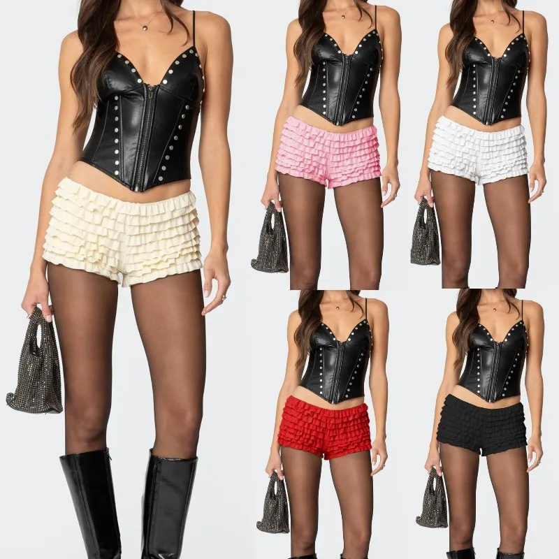 Sweet Women Skirt Shorts Streetwear Multi-layer Lace Sexy Bottom Girls Short Pants Elastic Versatile Female Boyshort Party Шорты