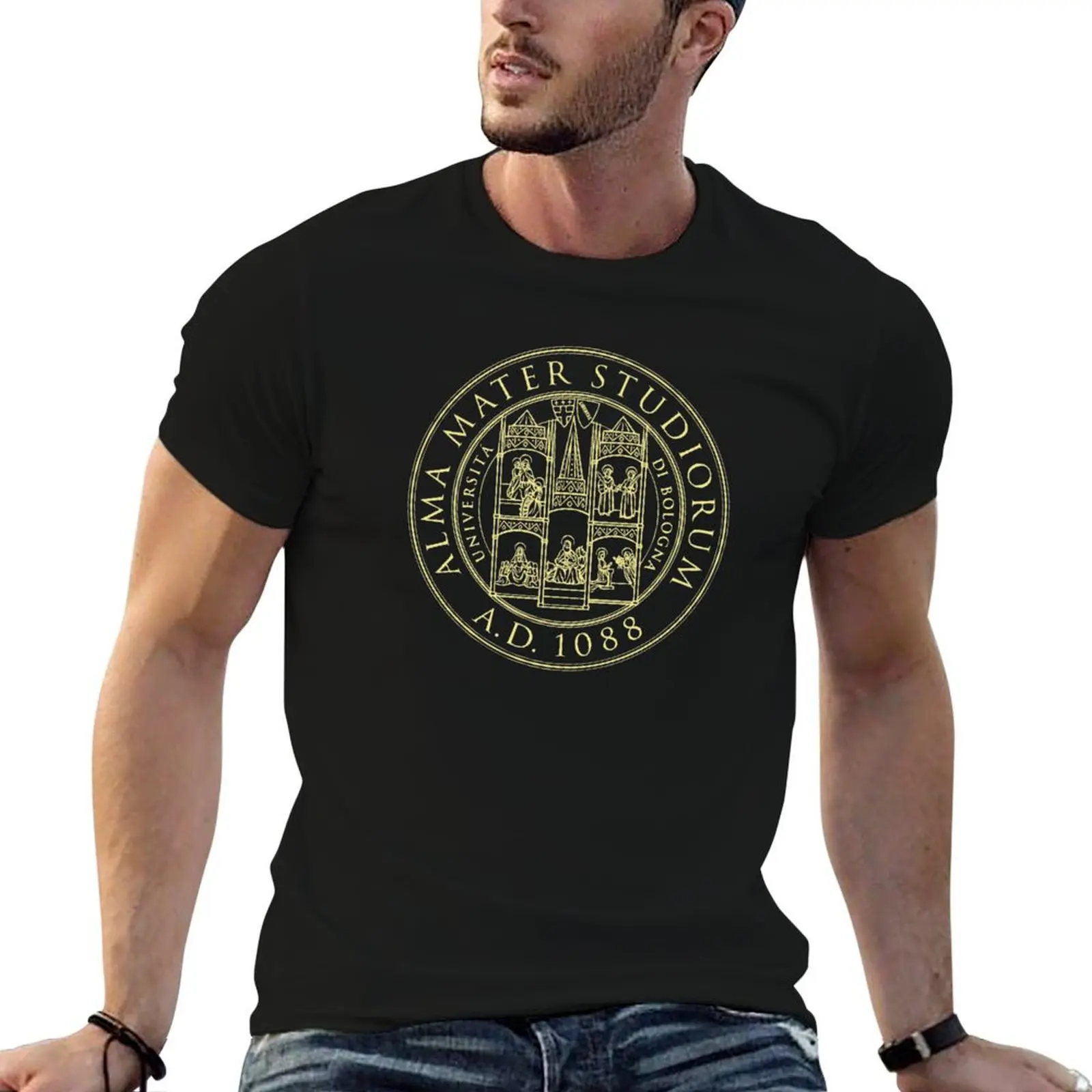 Футболка Университета Болоньи, простая повседневная футболка с короткими рукавами