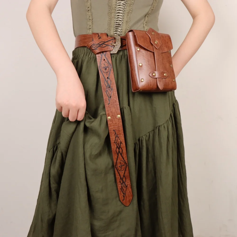 مجموعة حقائب بحزام من العصور الوسطى، حقيبة كروس بإبزيم فايكنغ، إكسسوار تنكري من الجلد الصناعي #2