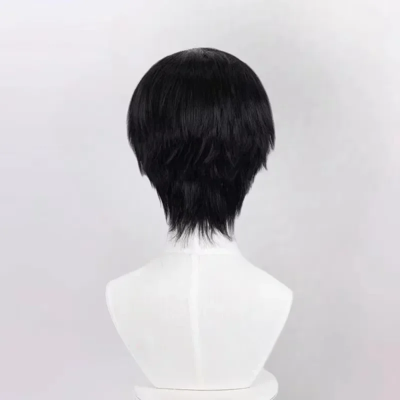 الغريبة المرحلة أنيمي إيفان تأثيري الأسود الحزن تأثيري شعر مستعار أسود قصير أسود اللون كوس الباروكات مقاومة للحرارة خصلات الشعر المستعار