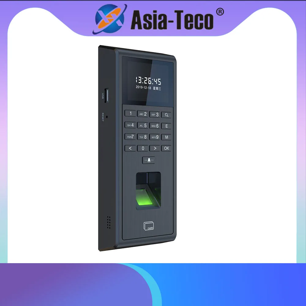 เครื่องอ่านลายนิ้วมือ tcp/ip เครื่องเข้างานด้วย RFID 125กิโลเฮิรตซ์สำหรับชุดควบคุมการเข้าออกประตูอัจฉริยะแป้นพิมพ์แบบสแตนด์อโลน1000ผู้ใช้