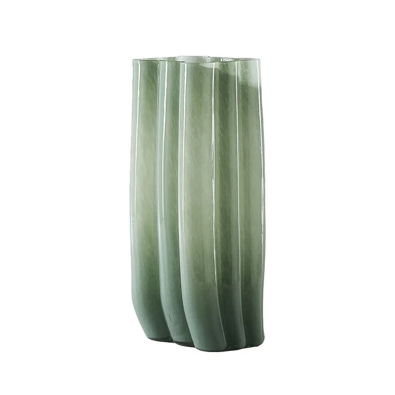 For Milk Green Glass Vase Ornament, Home Living Room Flower Ware