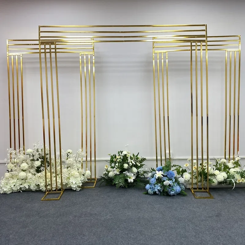 New Gold Plated Background Rack Wedding Iron Props Outdoor Wedding Decoration Square Shelf Screen Signage