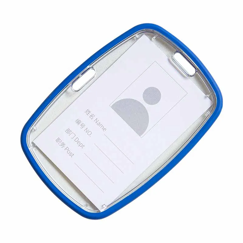 Tarjetero de doble uso, tarjetero con borde de silicona de doble cara, funda transparente para tarjetas para viajes escolares y de oficina