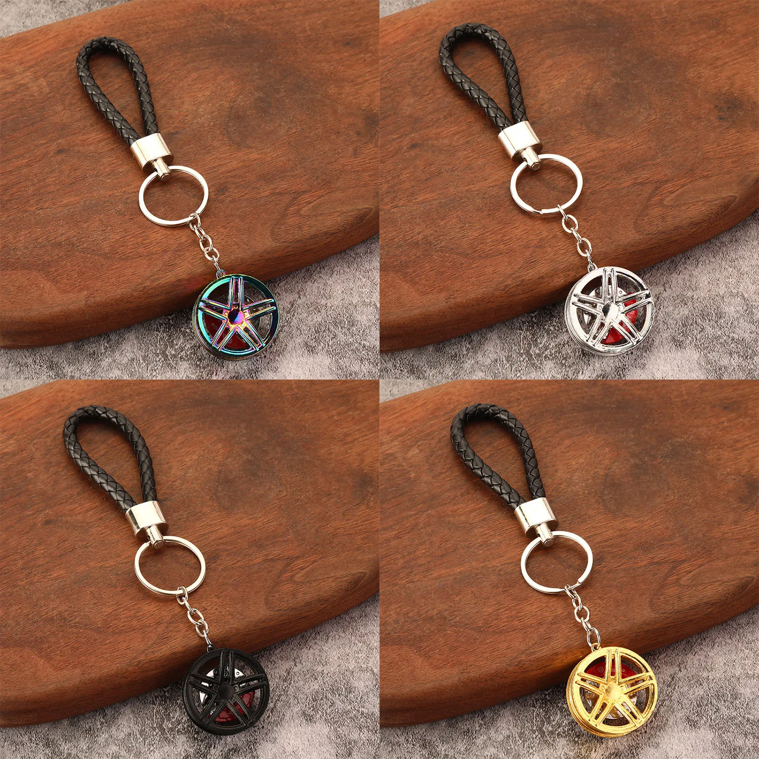 Wheel hub keychain car enthusiast modification with brake disc metal wheel hub car pendantH0452