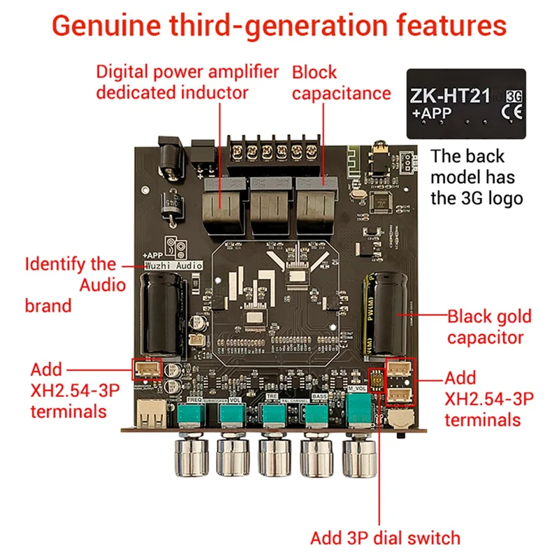 HT21-3G Third Generation 2.1 Channel Bluetooth Power Amplifier Board TDA7498E Bluetooth Power Amplifier 160Wx2+220W-N36R