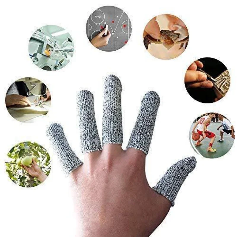 New Grade 5 HPPE Anti Cutting Finger Covers Carving Thumb Knives Picking Wear-Resistant Protective Fingers 5 Pieces