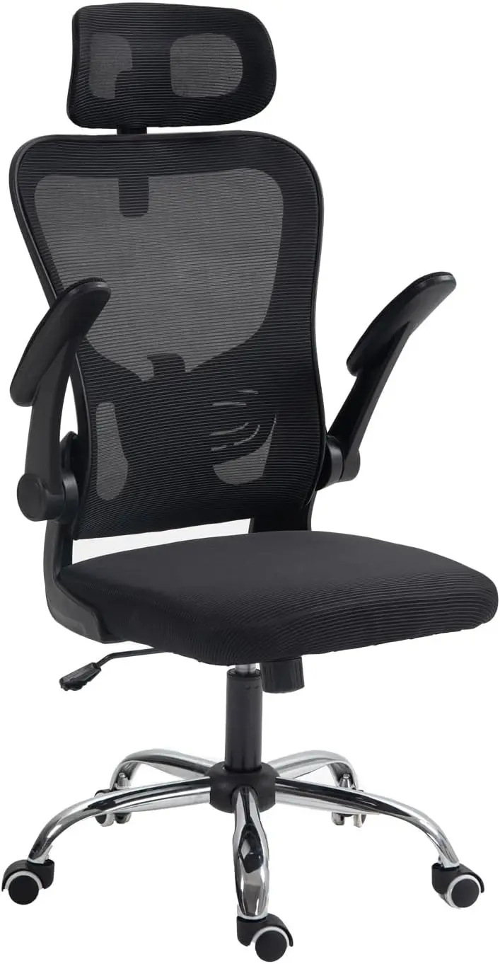 

Panana Ergonomic Office Chair High Back Mesh Back Adjustable Headrest Flip-up Padded Armrest Swivel Rolling Desk Chair (Black)