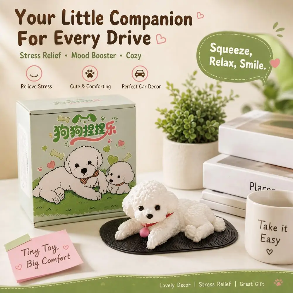 Car Decorative TPR Teddy Dog Toy Center Console Simulation Dog Lady Car Interior Decoration Dashboard Decoration ﻿