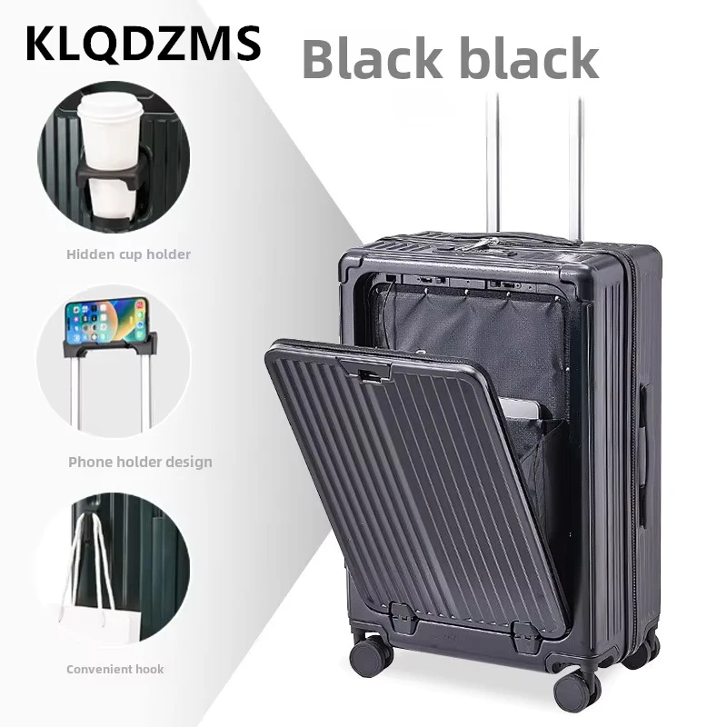 KLQDZMS Luggage Front Opening Boarding Box Multifunctional Trolley Case USB Charging Password Box 20"22"24"26 Inch Suitcase