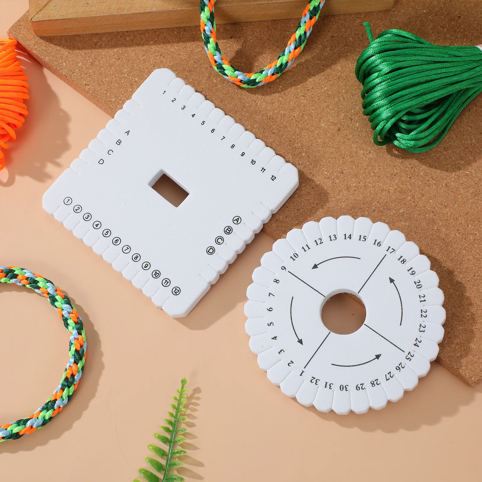 

4pcs Braiding Loom Set Weaving DIY Craft Tool Square Round Disc Beading Cord Bracelet Board Handmade Jewelry Kit